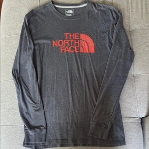 The North Face Gray and Orange Long Sleeve Tee